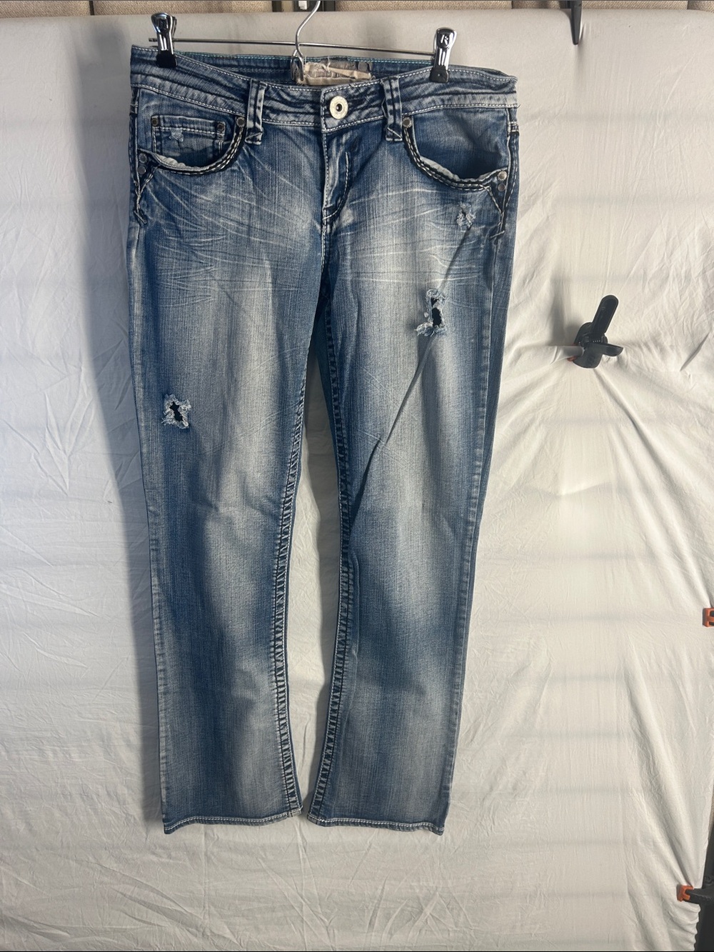 Hydraulic Washed Blue Boot cut Jeans